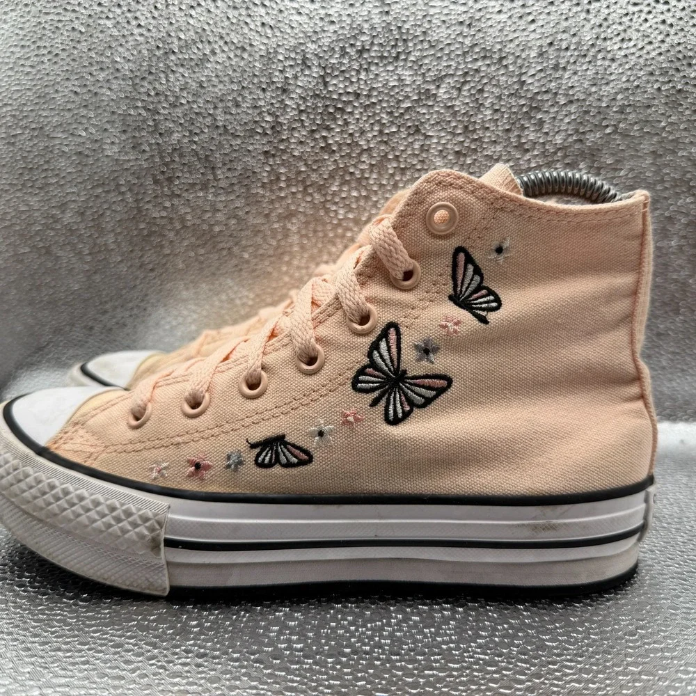 Size 3 Converse CTAS EVA Lift High Butterflies Pink Peach Youth Sneaker A07356C